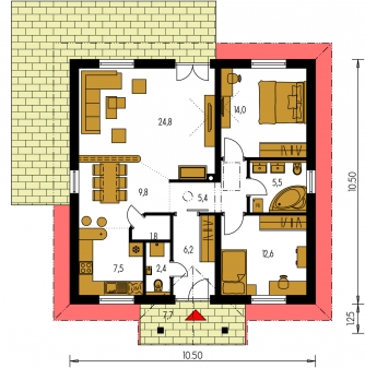 Grundriss des Erdgeschosses - BUNGALOW 69